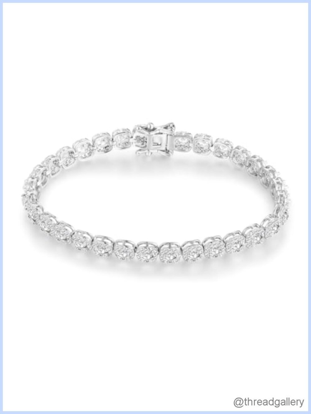 18K White Gold Plated Tennis Bracelet 3mm Round Cubic Zirconia